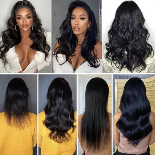 Vista 2 de HUA 40 extensiones de cabello humano con cinta, extensiones de cabello humano ondulado invisible, extensiones de cabello humano real con cinta