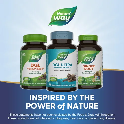 Vista 7 de Nature's Way DGL Ultra Premium Extract - Suplemento DGL - 75 mg por porción - Alivio digestivo calmante* - Vegano, sin gluten y sin lácteos - 90