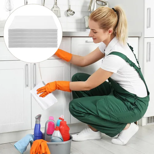 Vista 6 de Tranqun 100 paños de limpieza de microfibra desechables a granel de 12 x 12 pulgadas, paños sin pelusas, no abrasivos, trapos de limpieza