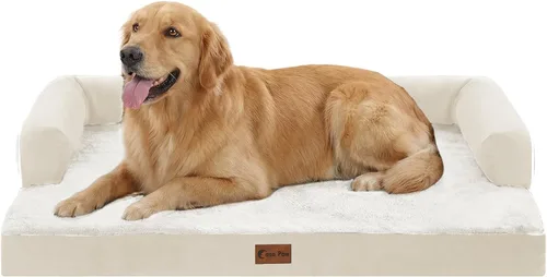 Vista 54 de Cama ortopédica para perros extragrandes, cama de espuma XL con forma de caja de huevos impermeable con lados 45x35 pulgadas, cama de sofá