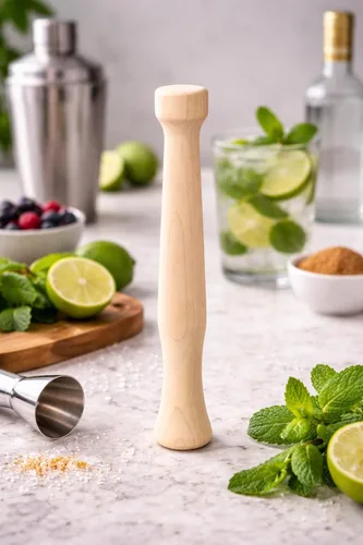 Vista 2 de Fletchers' Mill Muddler de cóctel de 7 pulgadas, madera maciza, herramienta de barman ideal para mojitos antiguos, 7 pulgadas