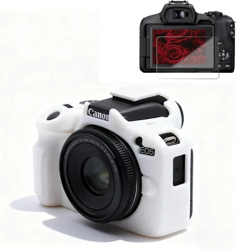 Vista 16 de Funda para cámara Canon EOS R50, funda protectora de silicona suave, antiarañazos, funda ajustada delgada con accesorios de protector de pantalla