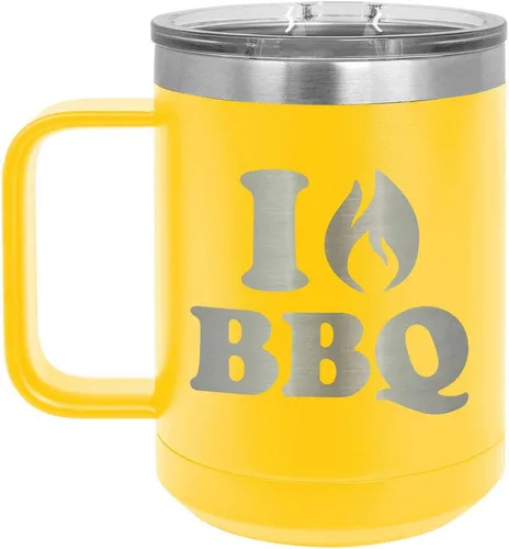 Vista 14 de I Love BBQ Black Taza de café de 15 oz con tapa deslizante Taza de café de viaje aislada Idea de regalo para barbacoa y parrilla para hombres