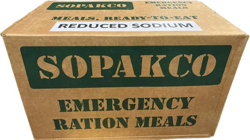 Vista 4 de MRE 7020 caja de 14 raciones de alimento de emergencia reducido en sodio - Listo para consumir, sellado y envasado en fábrica - 01/22