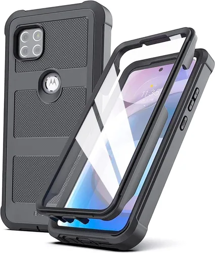 Vista 10 de Encased Funda de cinturón para Motorola One 5G ACE con protector de pantalla y clip de funda, protección resistente para Moto One 5G UW Ace (negro)