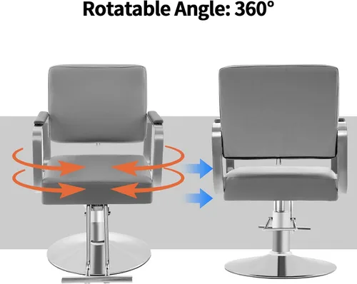 Vista 3 de Silla de peluquería profesional con bomba hidráulica, silla de salón de alta resistencia de 441 libras, asientos de cuero, sillas de peluquería