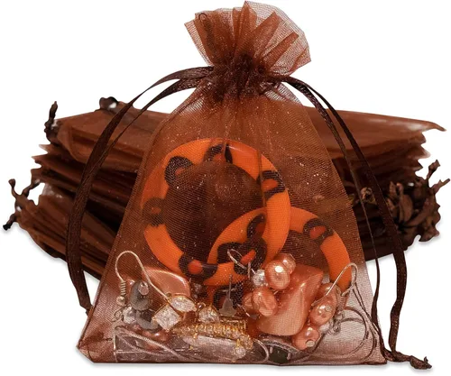 Vista 46 de TheDisplayGuys - Paquete de 48 bolsas de regalo de organza transparente negra de 2 x 2-3/4 pulgadas con cordón, bolsas de regalo para joyas, bolsas