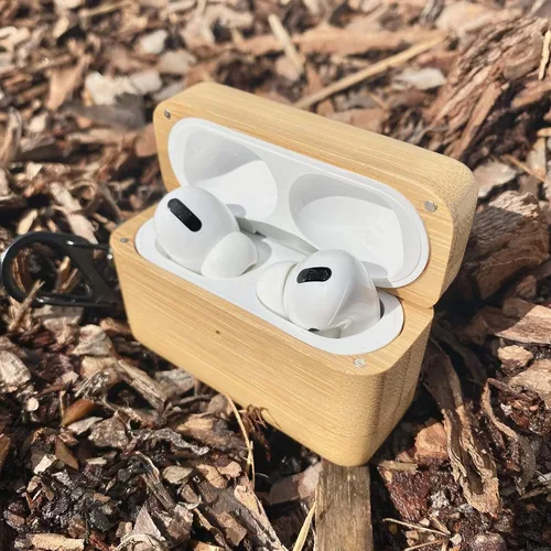 Vista 8 de Funda de madera natural para Airpods – Funda protectora compatible con AirPods Pro, funda de carga inalámbrica hecha de accesorios de madera únicos