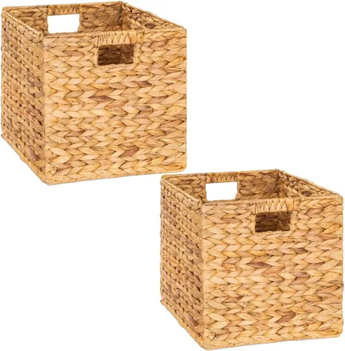 Vista 11 de M4DECOR Cubo de almacenamiento de 10.5 x 10.5 pulgadas, cestas de almacenamiento de mimbre para estantes, cestas de almacenamiento de jacinto