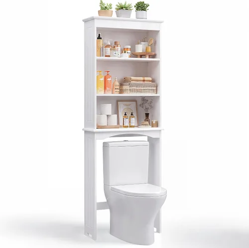 Vista 9 de Gizoon Gabinete de almacenamiento sobre el inodoro, organizador de baño sobre el inodoro, armario de almacenamiento de baño con estante ajustable