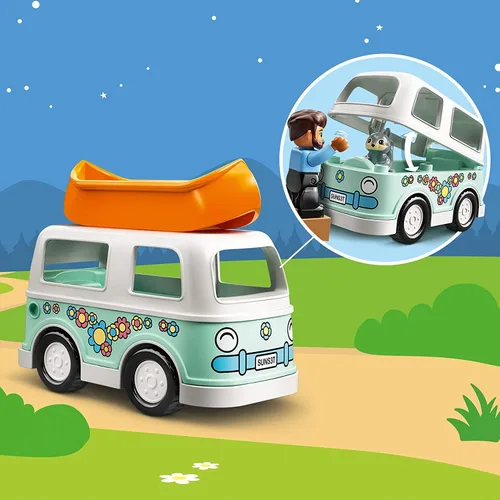 Vista 3 de LEGO DUPLO Town Family Camping Van Adventure 10946 Juguete de construcción, juego y aprendizaje de camping para niños pequeños y niños; nuevo 2021