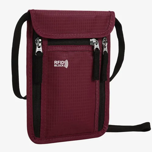 Vista 11 de Bolsa de viaje para el cuello, cartera para pasaporte familiar, funda organizadora con bloqueo RFID Negro