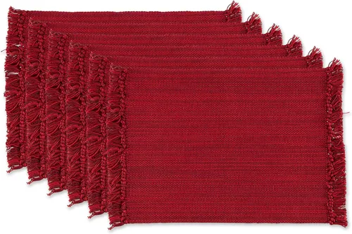 Vista 9 de DII - Colección de mesa jaspeado, juego de manteles individuales, 3x19 pulgadas, albaricoque, 6 piezas