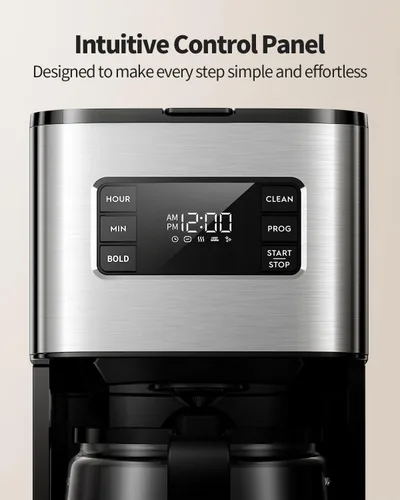 Vista 3 de SHARDOR Cafetera programable de 10 tazas, regular y audaz, pantalla LED