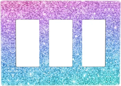 Vista 9 de Cubierta para interruptor de luz, placas de pared rosa y azul, 2 bandas, 1 paquete
