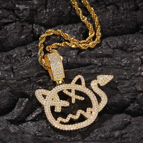 Vista 3 de Kmasal - Collar con colgante de diablo de dibujos animados para hombre y mujer