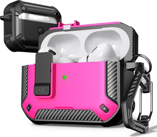 Vista 25 de R-fun Funda de carga compatible con AirPods de 2ª generación 2019, 1ª generación 2016, protección completa contra caídas, tapa desplegable