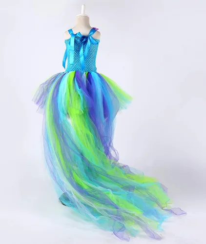 Vista 5 de Tutu Dreams Vestido de princesa de hada de tren largo para niñas de 1 a 8 años con alas para fiesta de cumpleaños