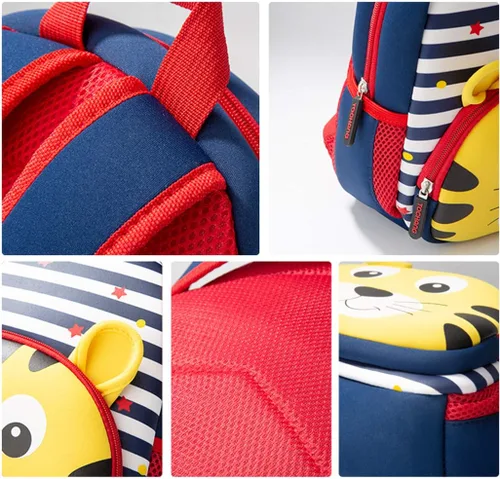 Vista 5 de Mochila impermeable para niños de 2 a 5 años, para el jardín de niños, mochila 3D de lindos dibujos animados, de neopreno, mochila de animales