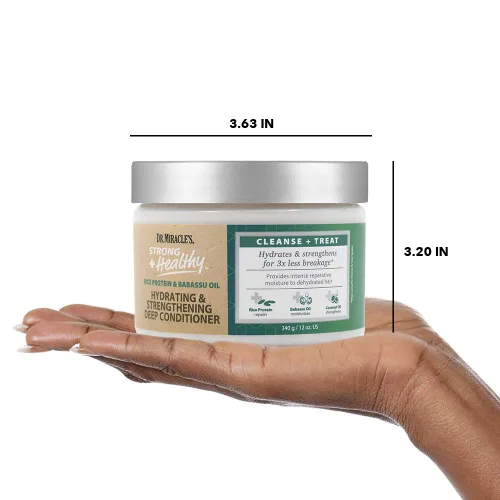 Vista 6 de Dr. Miracle's Acondicionador profundo hidratante y fortalecedor fuerte y saludable. Contiene aceite de coco para proporcionar una humedad intensa