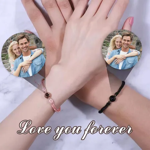 Vista 8 de YATEDIY Pulseras personalizadas con imágenes, pulseras de proyección personalizadas con fotos, regalo de joyería de cuerda personalizada para él, su