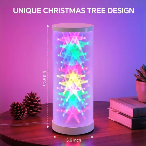 Vista 2 de WORLD WIN Prism Glow - Lámpara de mesa RGB – Luz nocturna inteligente que cambia de color para dormitorio, sala de estar y configuración
