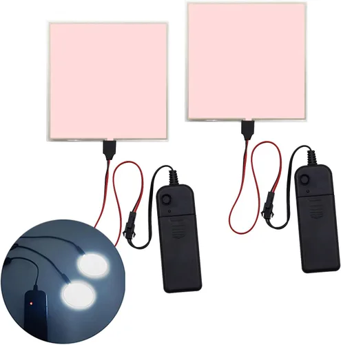 Vista 15 de Hojas de luz LED brillantes con ojos, panel EL electroluminiscente de 10 * 10 cm, lámina de luz para decoración, lámpara de hoja con inversor