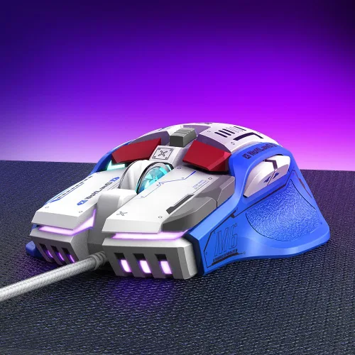 Vista 7 de WolfLawS M6 RGB Gaming Mouse 12800 DPI con cable PC Gamer Mouse con 10 botones programables y botón de fuego, 12 modos retroiluminados, software