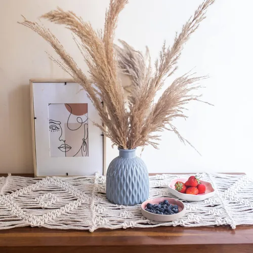 Vista 3 de Folkulture Camino de mesa de macramé para decoración de mesa de 48 pulgadas de largo, decoración de mesa de boda 100% algodón o caminos de mesa