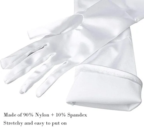 Vista 5 de Guantes largos de fiesta de ópera para mujer, guantes de satén de los años 20 y 20, disfraces hasta el codo, vestido de noche nupcial, 22 pulgadas
