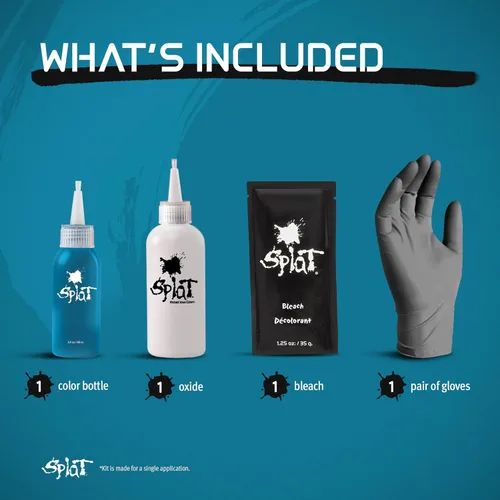 Vista 5 de Splat Kit completo de tinte para el cabello semipermanente de larga duración vegano y libre de crueldad Aqua Rush