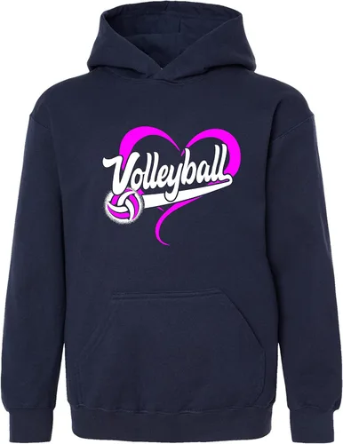 Vista 2 de Go All Out Sudadera con capucha con diseño de corazón de voleibol para hombre y mujer