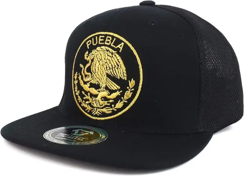 Vista 7 de Trendy Apparel Shop Gorra de malla bordada con diseño de águila de la Ciudad de México Durango Negro