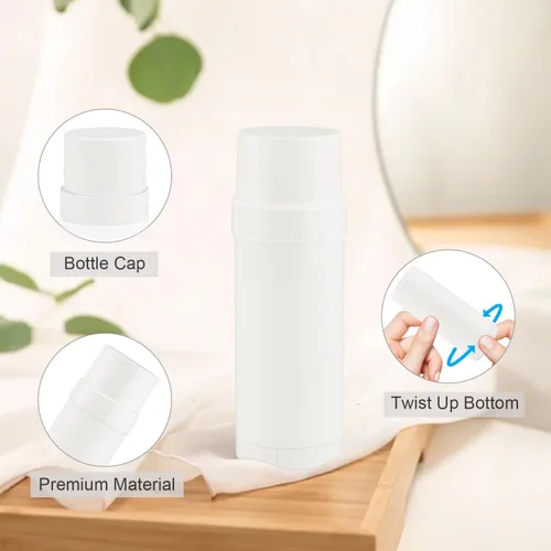 Vista 3 de Recipientes de desodorante blanco de 2.0 fl oz/2 oz botella de llenado de plástico para desodorante recargable en barra para crayón bálsamo labial