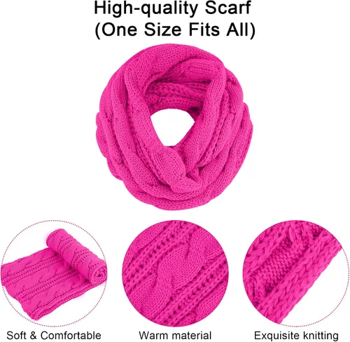 Vista 4 de URATOT Conjuntos de punto cálido de invierno, gorro de punto, bufanda, cubierta facial, guantes para pantalla táctil, para hombres y mujeres
