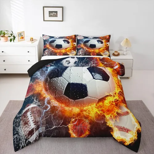 Vista 165 de Juego de ropa de cama de baloncesto para niños y adolescentes, juego de edredón deportivo para niños, tamaño matrimonial, suave, ligero, decoración
