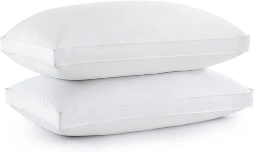 Vista 15 de puredown - Juego de 2 almohadas de plumas de ganso, tamaño estándar, colección de calidad de hotel, con funda de 100% algodón, color gris 2-Gris
