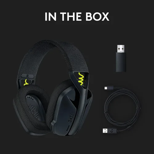 Vista 9 de Logitech G 435 Lightspeed & Bluetooth - Auriculares inalámbricos para juegos, ligeros sobre la oreja, micrófonos integrados, batería de 18 horas