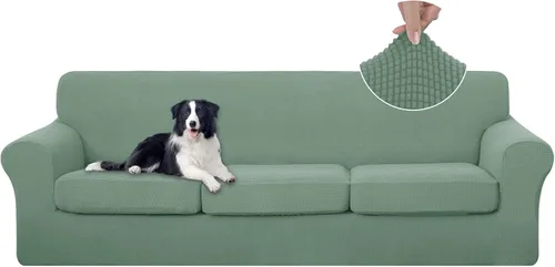 Vista 25 de U-NICE HOME Funda elástica para sofá de 3 piezas, funda de sofá lavable con cojín de asiento individual para sofá de 2 cojines, apta para mascotas