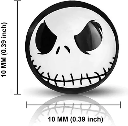 Vista 3 de SIISPRI Aretes de acero inoxidable quirúrgico 316L Jack Skellington con botón redondo (0.394 in)