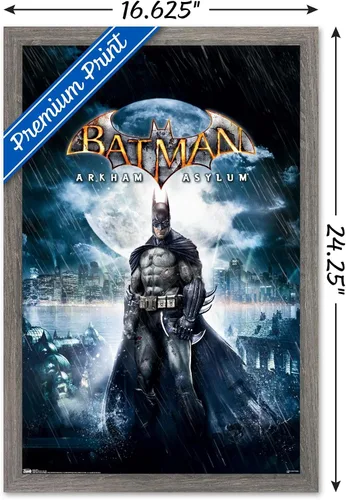 Vista 3 de Trends International DC Comics VIdeo Game - Arkham Asylum - Póster de pared de arte clave, 14.725 x 22.375 pulgadas, versión enmarcada de madera