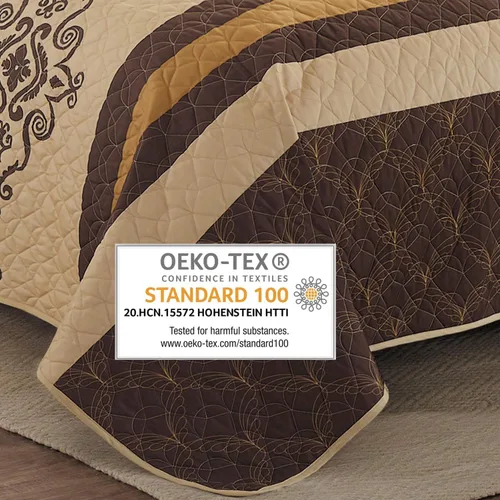 Vista 2 de WPM - Juego de edredón ligero con estampado occidental con funda de almohada, color marrón dorado, tamaño extragrande (100 x 95 pulgadas), colcha