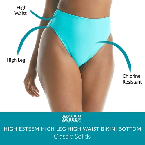 Vista 4 de Coco Reef Parte inferior de bikini de cintura alta de pierna alta estima - parte inferior de natación Microluxury