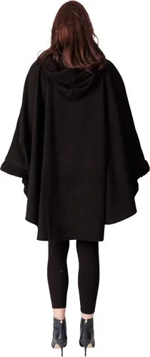 Vista 5 de Abrigo con capucha para mujer con ribete de sherpa con guantes a juego, colección de invierno, talla única