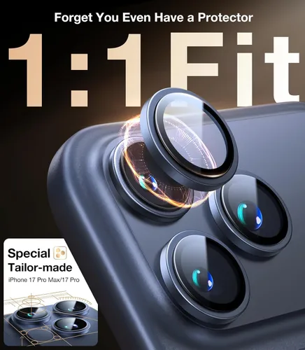 Vista 6 de UltraGlass UNBREAK TOP 9H+ Vidrio para Protector de Lente de Cámara iPhone 17 [NO.1 Grado Militar Irrompible] Protector de Cámara 17 Cubierta