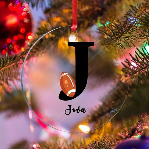 Vista 12 de Adornos colgantes personalizados con monograma inicial de letra A, árbol de Navidad, apellido personalizado, decoración de árbol de Navidad, feliz