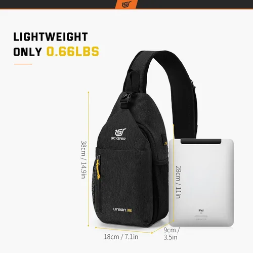 Vista 5 de SKYSPER Mochila cruzada - Mochila cruzada en el pecho, bolsa cruzada para viajes, senderismo, casual, mochila para mujeres y hombres