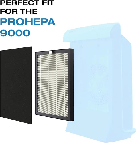 Vista 3 de VEVA Paquete de 2 filtros de repuesto HEPA 9000 de alta calidad, incluye 4 prefiltros de carbono compatibles con purificador de aire VEVA ProHEPA