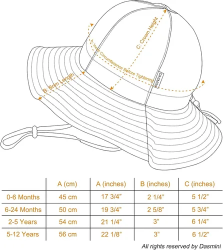 Vista 4 de DASMINI Sombrero de ala ancha para bebés y niños pequeños con protección solar UPF 50+, lindo sombrero ajustable