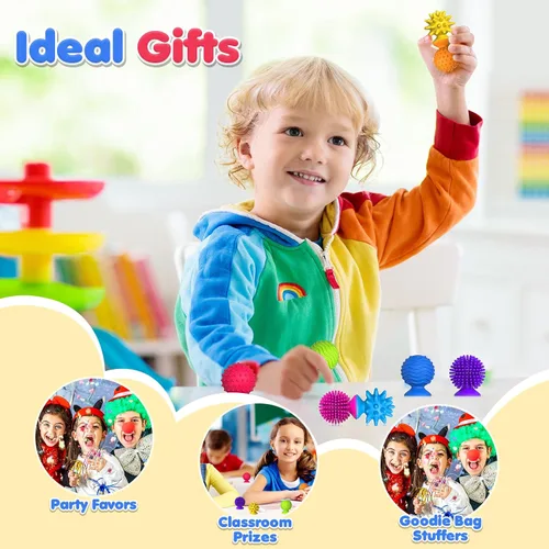 Vista 6 de Juguetes sensoriales antiestrés para niños y adultos: paquete de 16 juguetes texturizados con succión - Juguetes sensoriales para niños con autismo